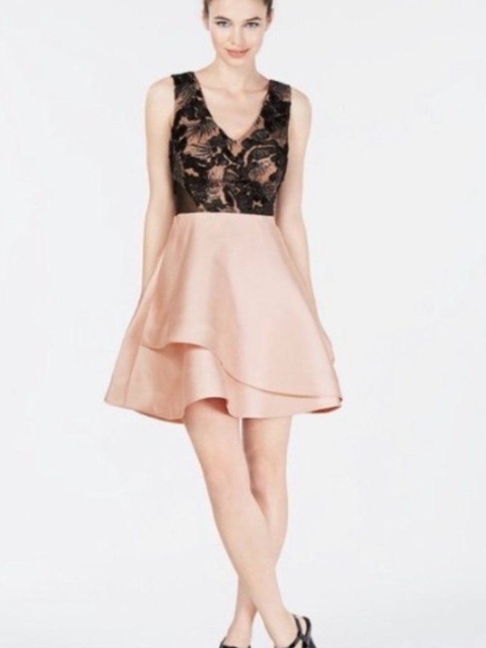 BCX Black Lace Bodice & Blush Dress size 15